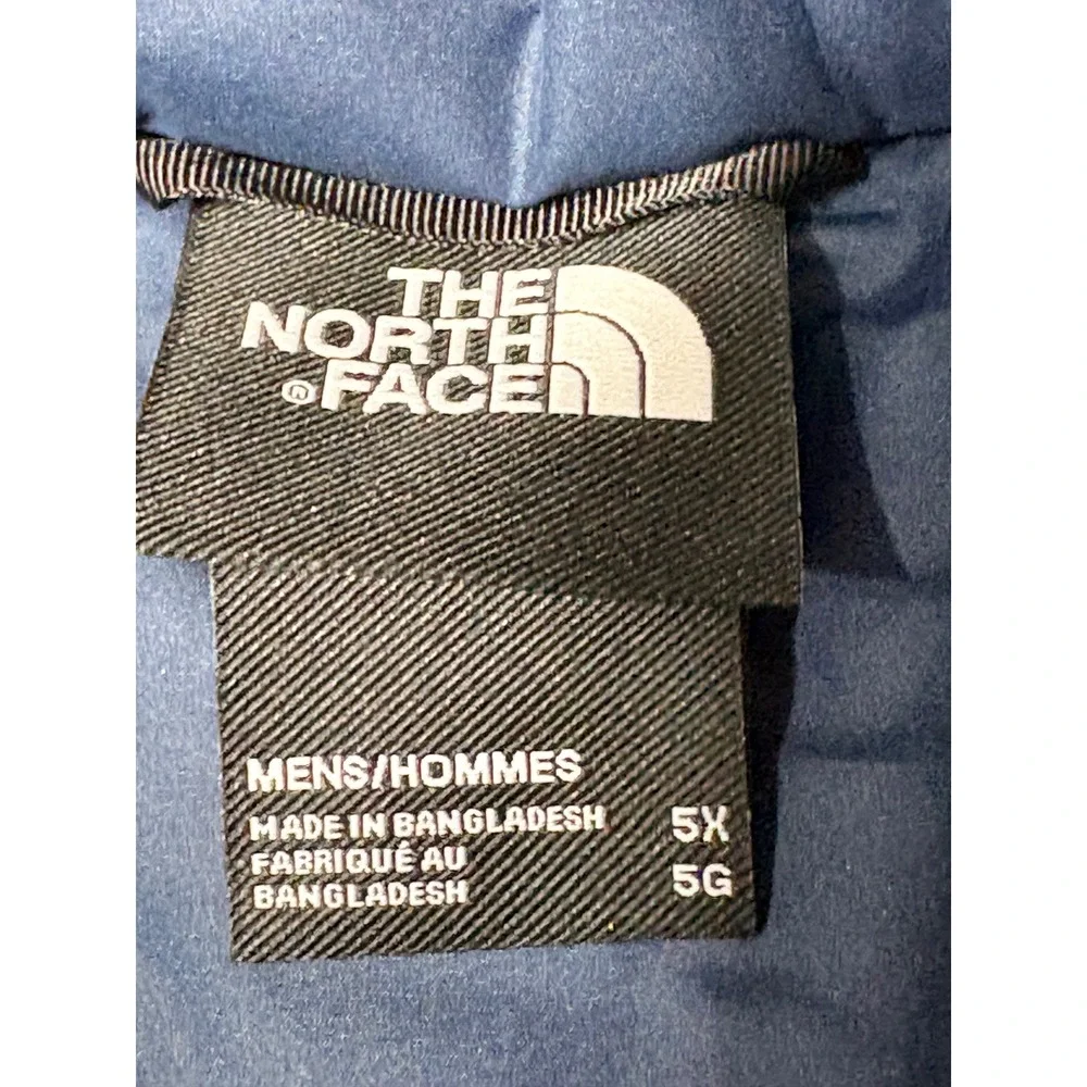 The North Face Mens 5X Blue Puffer Coat Down Insulated Zip Pockets Branded
